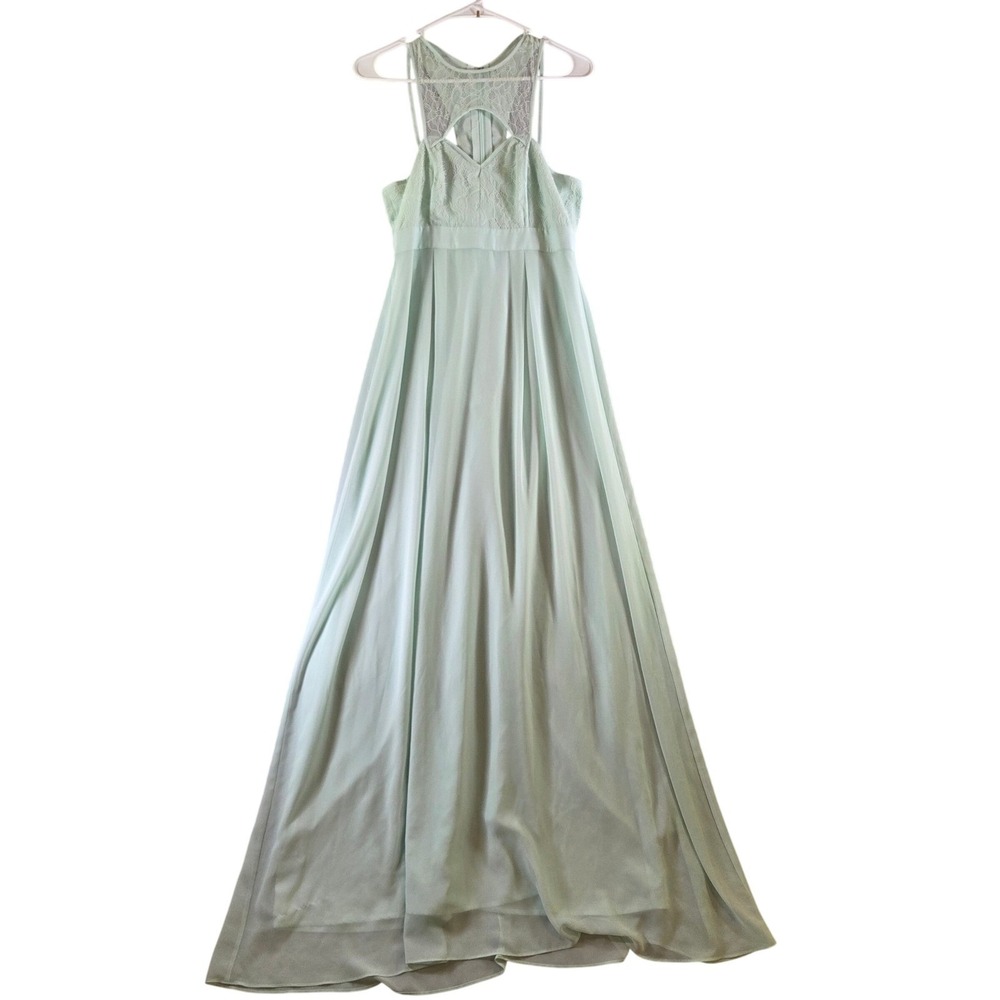 BCBGeneration Mint Green Lace Racerback Maxi Dress Size 4 Chiffon Gown Formal - Picture 2 of 7